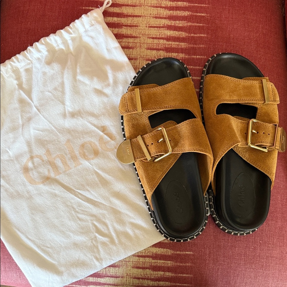 Chloe Tan Suede Sandals